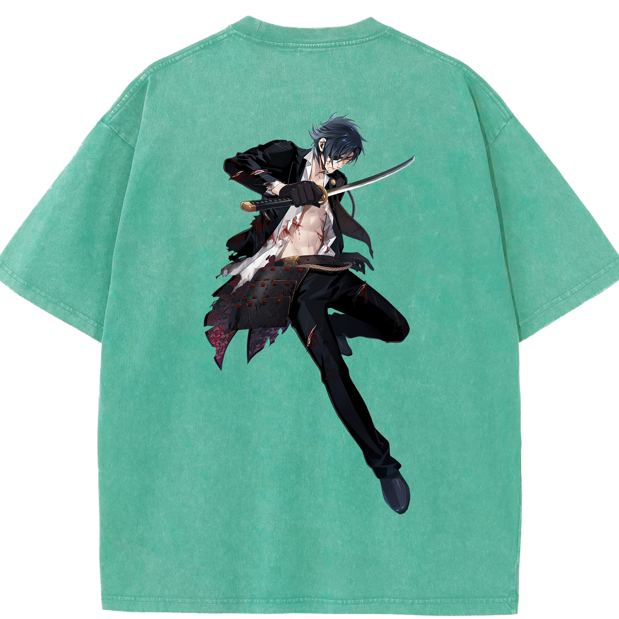 （画像用） 刀剣乱舞 Touken Ranbu 綿100% ヴィンテージ風 半袖Tシャツ（背面プリント）